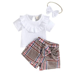 shell.love solid white bow plaid baby clothes baby (1)