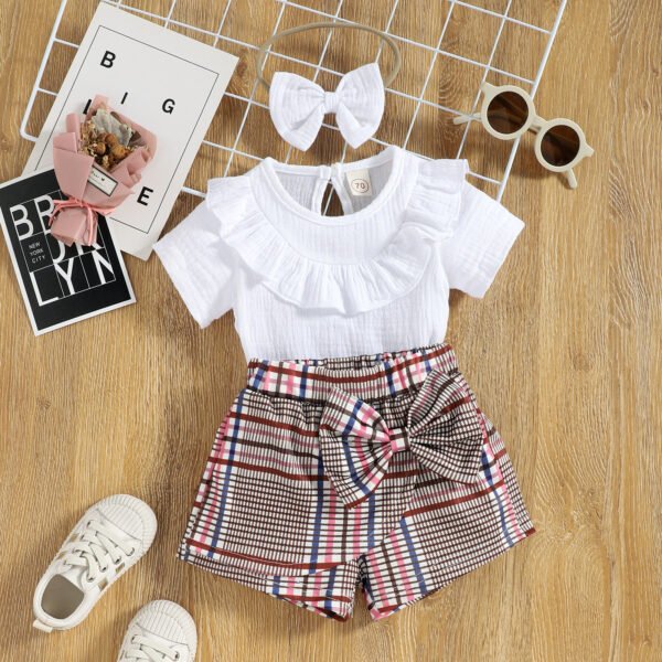 shell.love solid white bow plaid baby clothes baby (2)