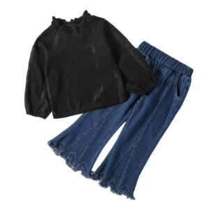 shell.love lace hollowed flared jeans outfits kids (1)