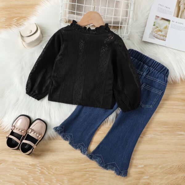 shell.love lace hollowed flared jeans outfits kids (2)