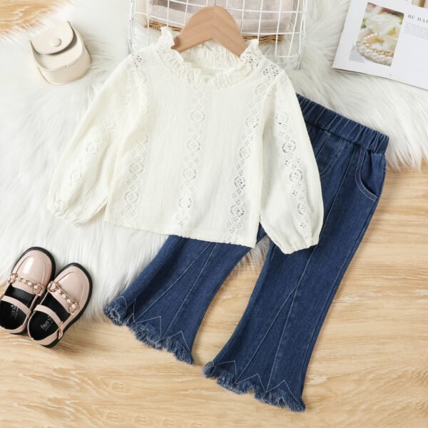 shell.love lace hollowed flared jeans outfits kids (3)