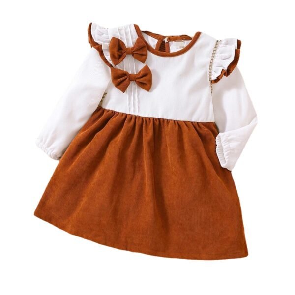 shell.love solid flounces bows girls dress kids (1)