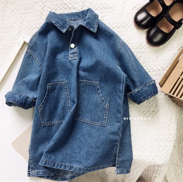 shell.love solid girls denim dress kids (2)