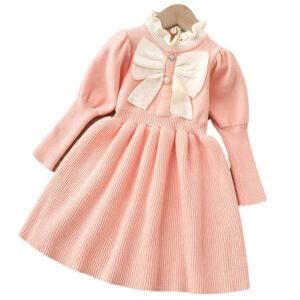 shell.love knitting bow sweater girls dress kids (1)