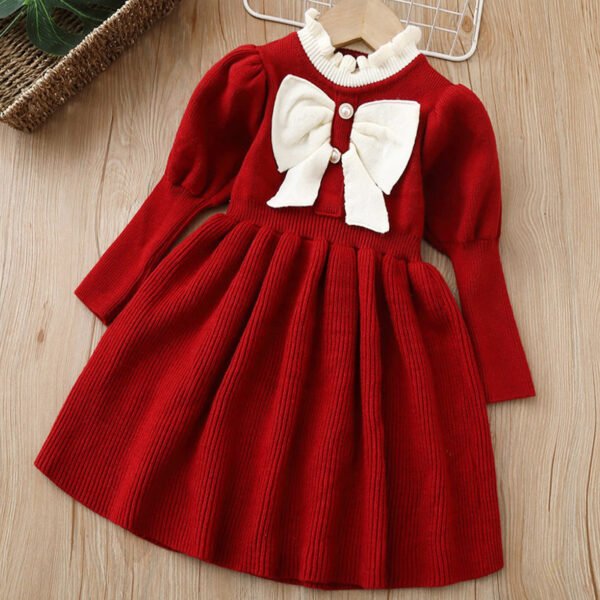 shell.love knitting bow sweater girls dress kids (2)