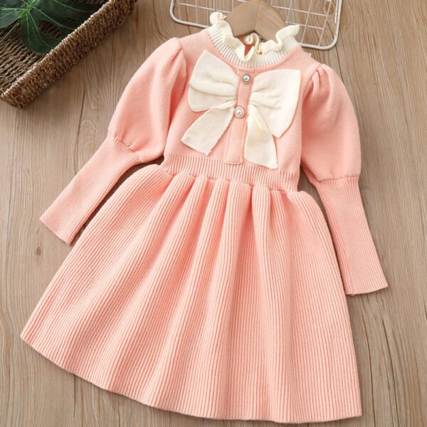 shell.love knitting bow sweater girls dress kids (3)