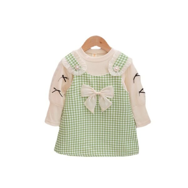 shell.love plaid lace suspender skirt girls set kids (1)