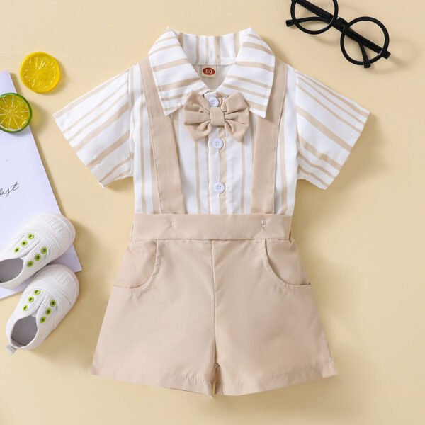 shell.love striped suspender pants baby boys set baby (2)