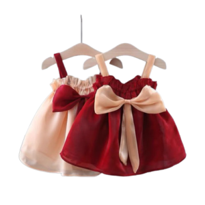 shell.love bow lace suspender baby dress baby (1)