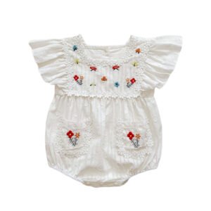 shell.love flower embroidery solid baby romper baby (1)