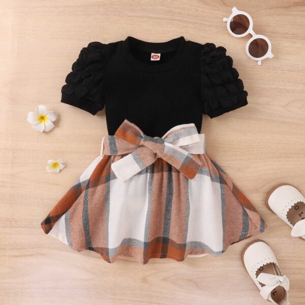 shell.love knit bubble sleeve plaid wear kids (1)