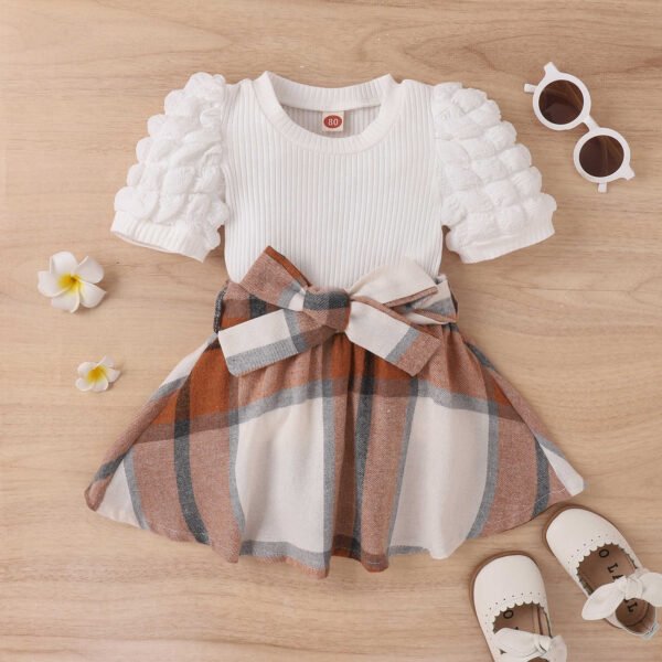 shell.love knit bubble sleeve plaid wear kids (2)