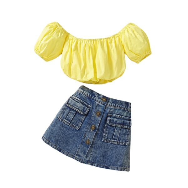 shell.love off shoulder denim skirt girls suit kids (1)