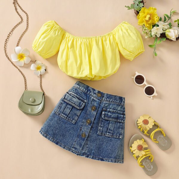 shell.love off shoulder denim skirt girls suit kids (2)