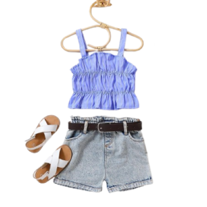 shell.love ruffles denim shorts girls wear kids