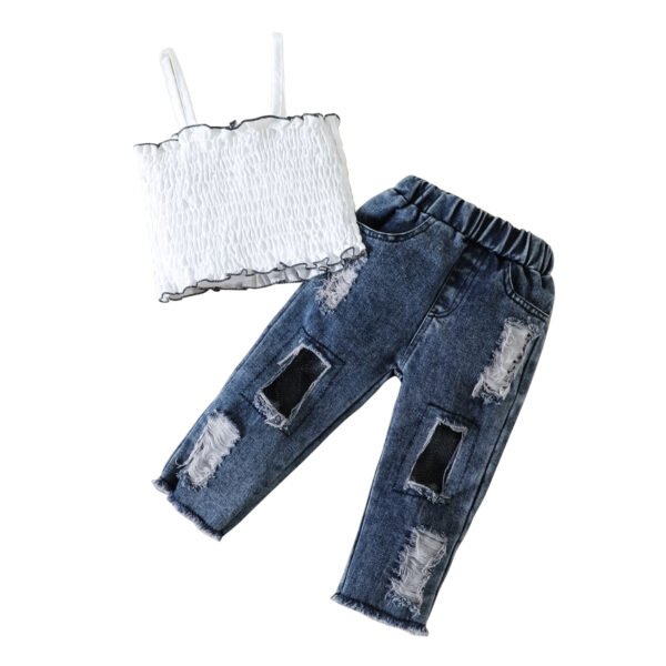 shell.love ruffles ripped jeans girls set kids (1)