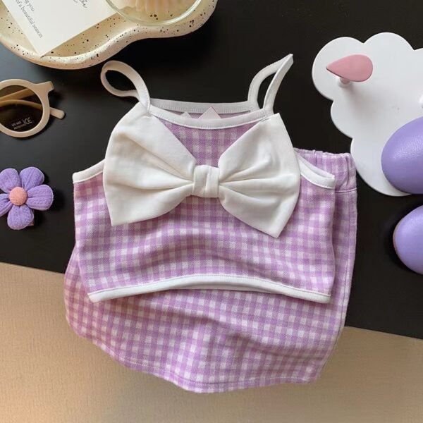 shell.love plaid bow suspender girls clothes kids (1)