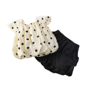 shell.love polka dot solid girls suit kids (1)