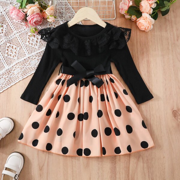 shell.love mesh knit polka dot girls dress kids (2)