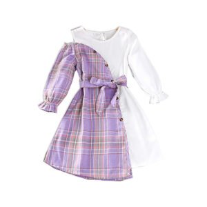 shell.love plaid patchwork girls dress kids (1)