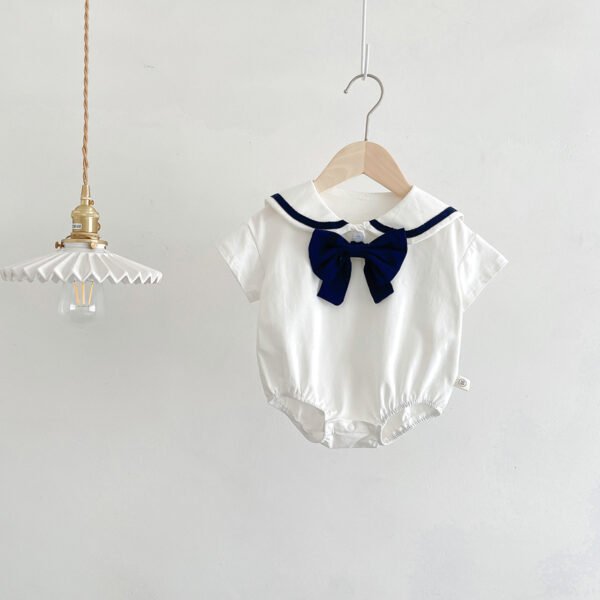 shell.love sailor collar bow solid romper baby (3)