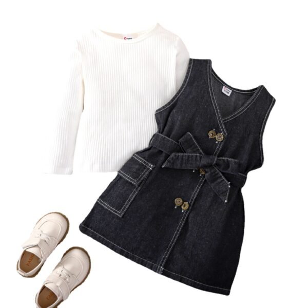 shell.love t shirt denim dress girls suit kids (1)